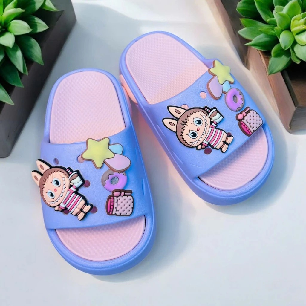 Dép bánh mì cho bé gái hình thỏ Labubu ly nước siêu nhẹ êm chân cho bé gái