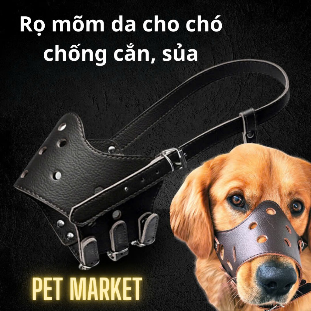 PC019 PETMK (RM DA) RỌ MÕM CHÓ CHẤT LIỆU DA BỀN BỈ, CAO CẤP CHỐNG CẮN PHÁ, CHỐNG SỦA, PHỤ KIỆN THÚ CƯNG