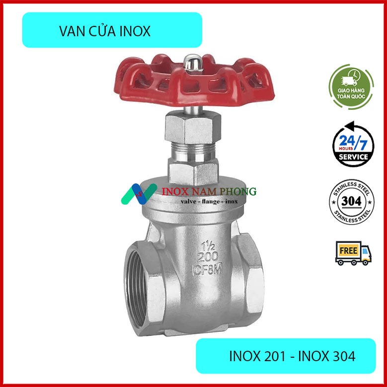 Van cửa inox 304 xịn, van cổng inox 304 kết nối ren, van cửa inox 201 ...