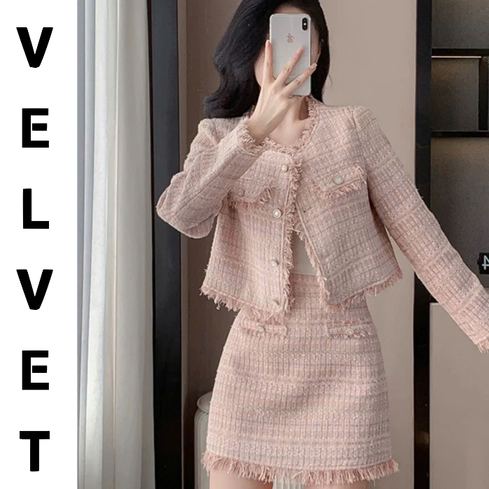 [Velnet]. Set Dạ váy Nữ Hồng Nhạt. Cá Tính Chân Váy Chữ A. (V05 ...