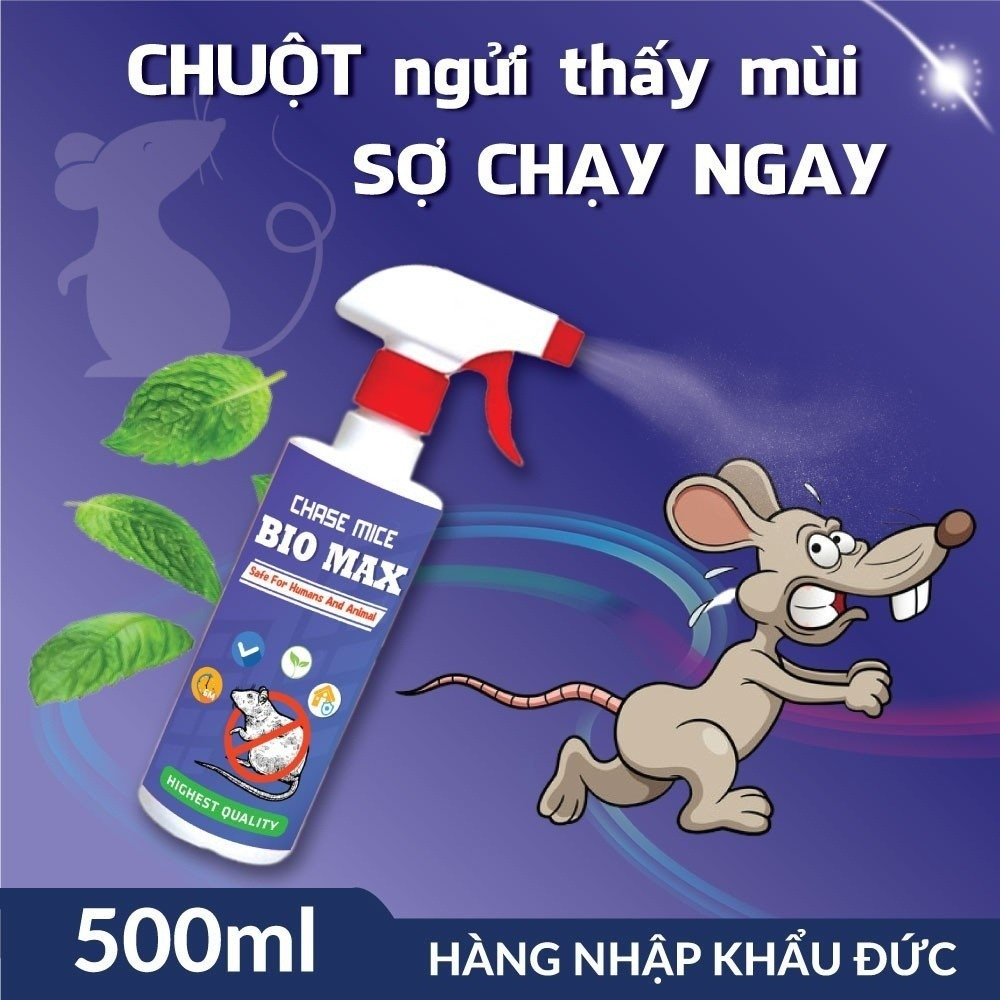 Chai xịt đuổi chuột BIO MAX ,1 chai 500ml, xua đuổi chuột dán côn trùng