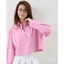 Áo Sơ Mi Croptop Sọc Nữ Tay Dài GILLEE Form Rộng Có Túi Chất Kate Lụa FAS355
