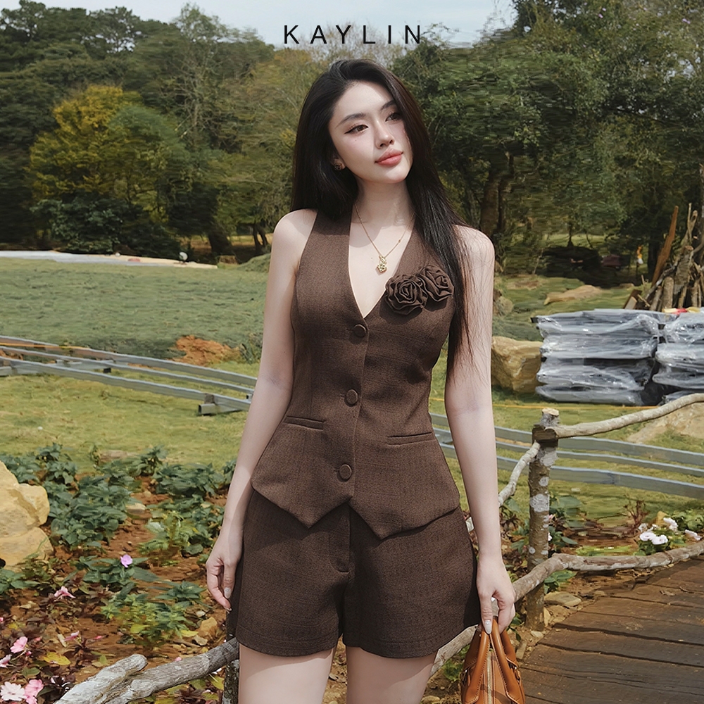 Ảnh Set KAYLIN áo Gile đính hoa phối quần short chất vải cotton Tuytsi phong cách trẻ trung - N2388 2