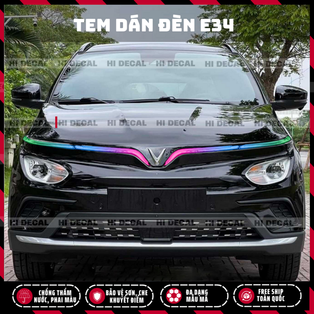 Tem dán đèn E34, decal dán đèn trang trí xe bền màu chống nước