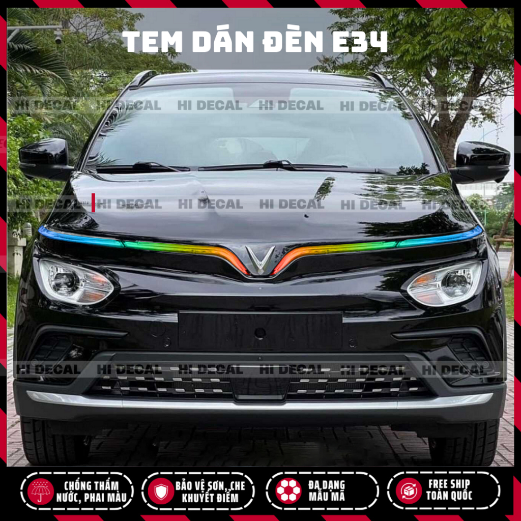 Tem dán đèn E34, decal dán đèn trang trí xe bền màu chống nước