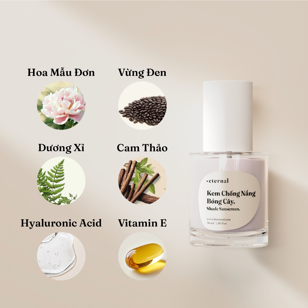 Kem Chống Nắng Bóng Cây Eternal 50ml – Kem Chống Nắng Ngừa Lão Hóa SPF 50 PA+++ Dưỡng Ẩm, Làm Dịu