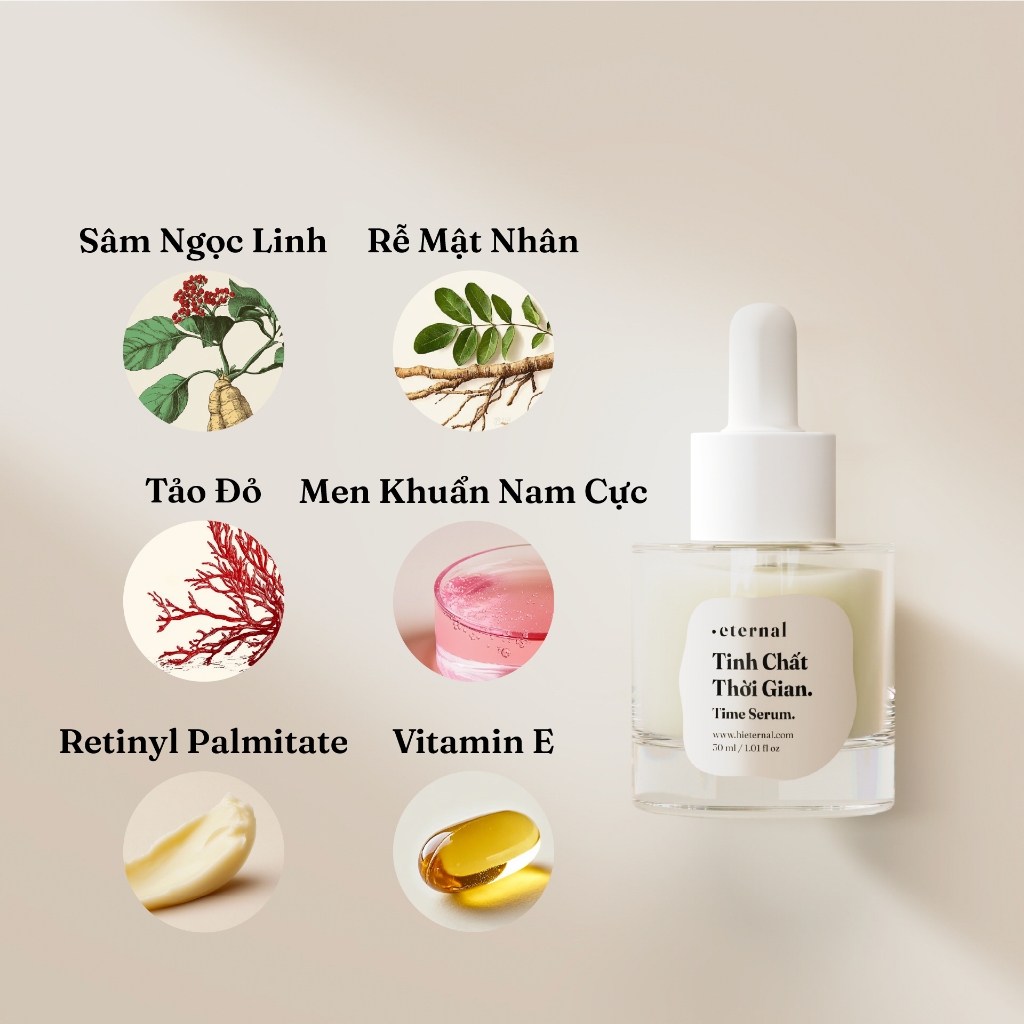 Tinh Chất Thời Gian Eternal 30ml – Serum Retinol Ngừa Lão Hóa, Dưỡng Ẩm, Căng Mịn Da, Giảm Nếp Nhăn