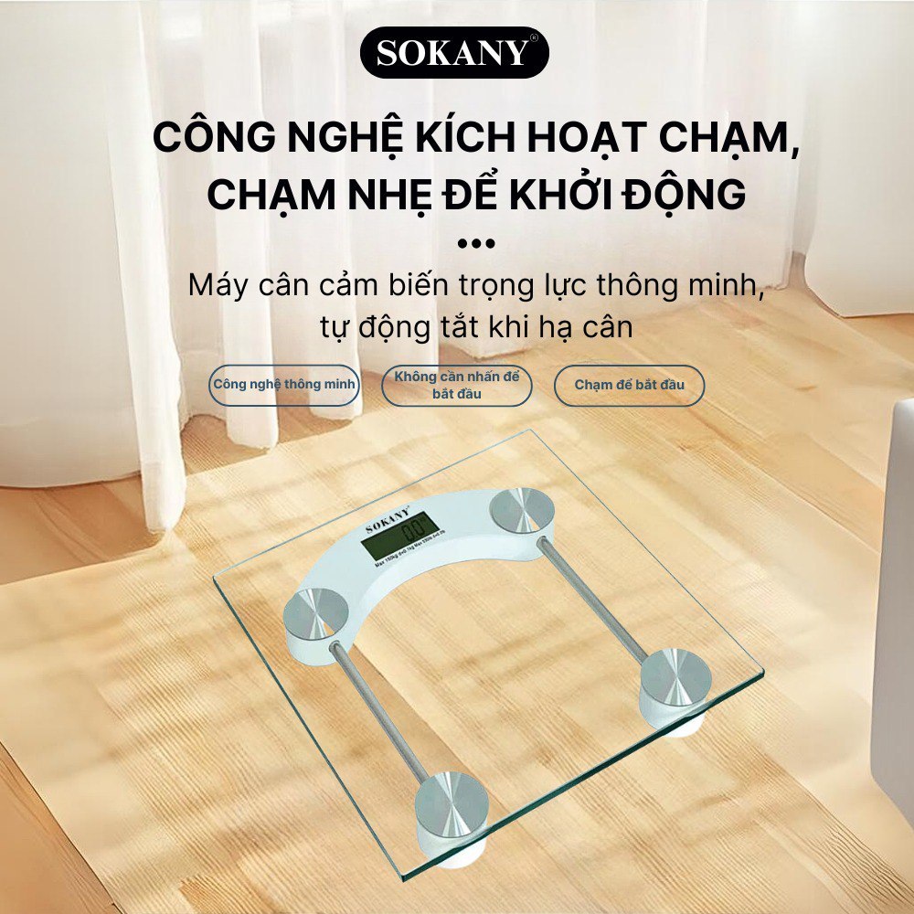 Ảnh Cân sức khỏe điện tử SOKANY SK-19030 mặt kính trong suốt chịu lực đến 180kg 4