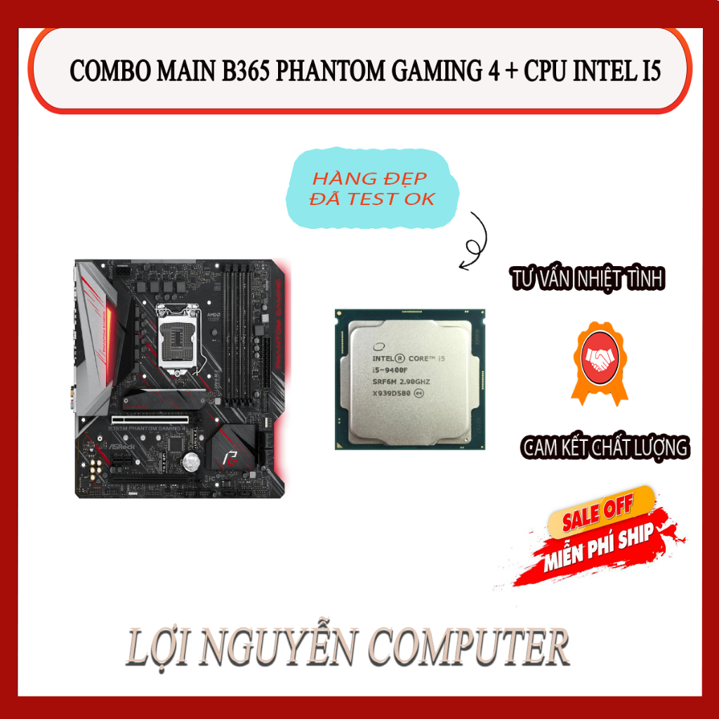COMBO MAIN CHIP B365 PHANTOM GAMING 4 + CPU INTEL I5 9400F | Shopee ...