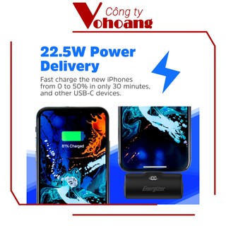 [USA] Sạc dự phòng Energizer mini 4600mAh nhỏ gọn đầu TypeC cắm sạc ngay không cần cáp - UE4600PQ