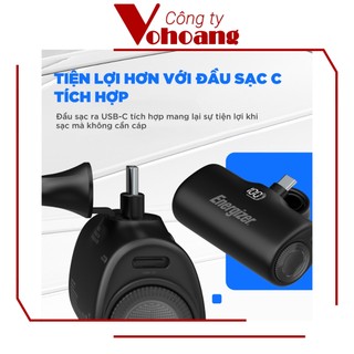 [USA] Sạc dự phòng Energizer mini 4600mAh nhỏ gọn đầu TypeC cắm sạc ngay không cần cáp - UE4600PQ