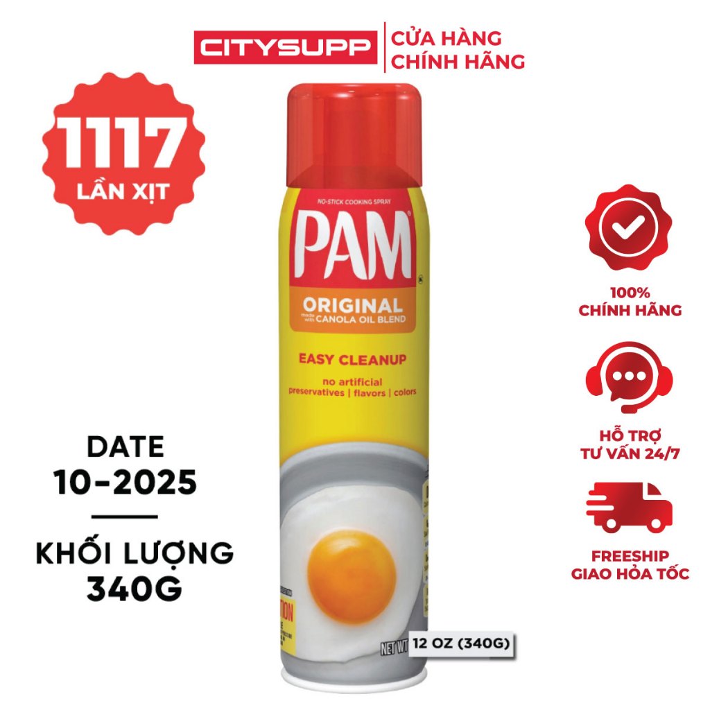 [Date 10/2025] Dầu Xịt Ăn Kiêng PAM 12oz (340g), Cooking Spray PAM, 0 ...