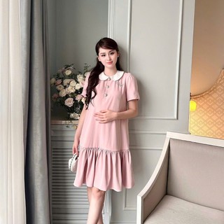 Váy bầu xinh  ViBa cổ sen dáng đuôi cá mà hồng cho nàng đi làm công sở