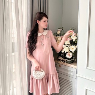 Váy bầu xinh  ViBa cổ sen dáng đuôi cá mà hồng cho nàng đi làm công sở