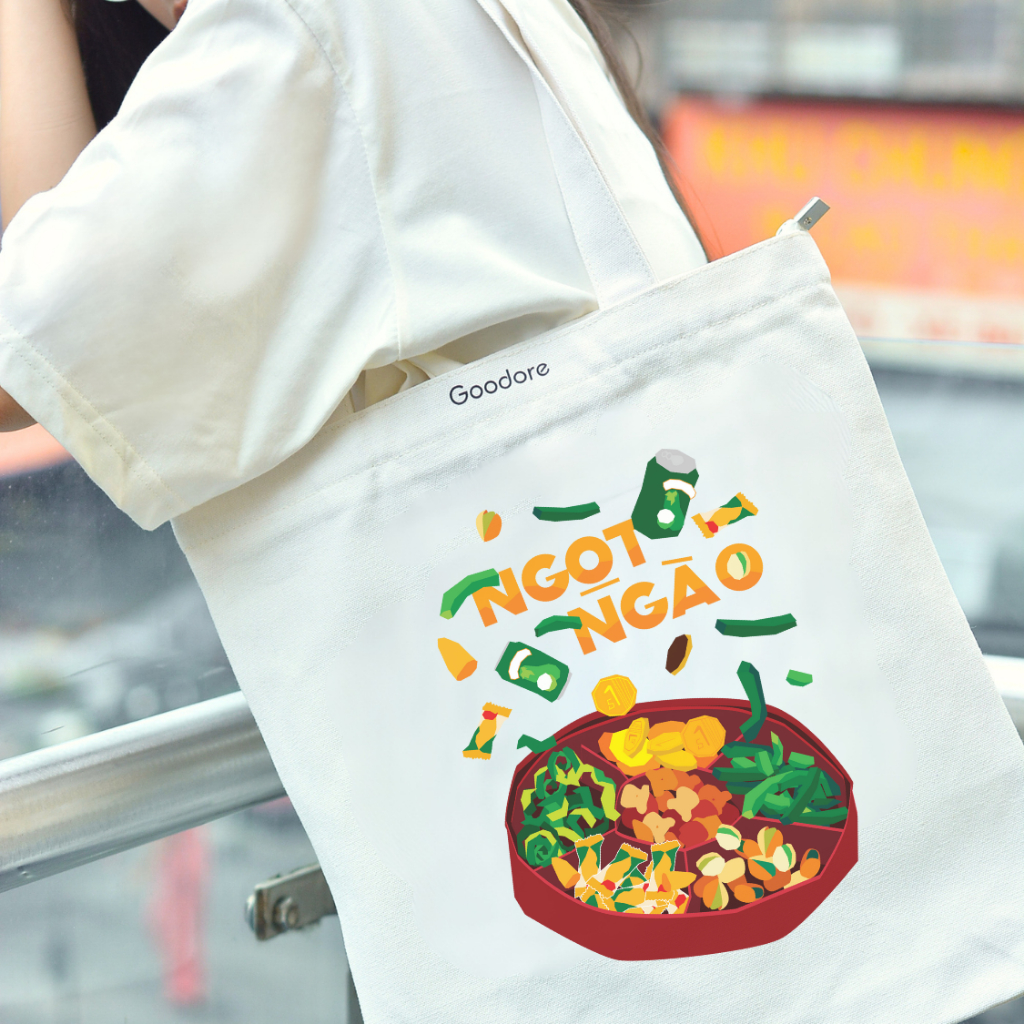 Túi tote vải canvas Goodore thiết kế Bộ sưu tập ĂN TẾT phong cách năng động cá tính