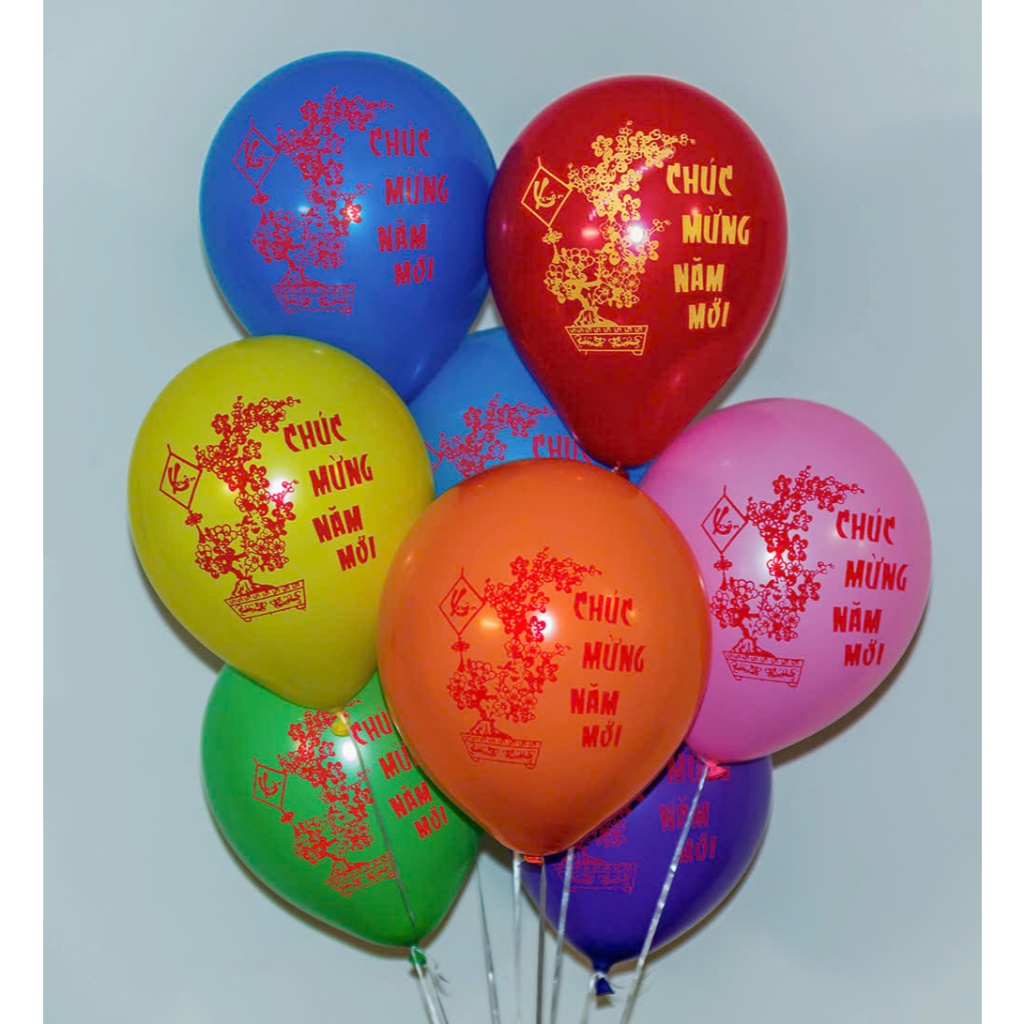 10 bóng Tết giáng sinh, halloween cỡ to màu cam đen trắng in hình đường kính 23cm