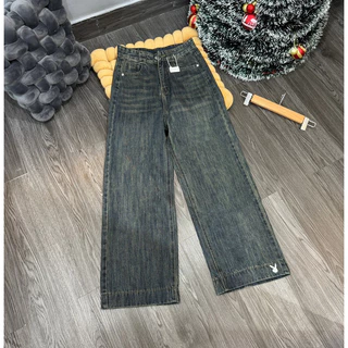 (94/95cm) Quần Jean Nữ  Suông Nấm Thêu Lai QC . Jean ko giãn . Ống 25cm . Đủ Size S/M/L 6714