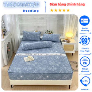 Bộ 4 món ga gối cotton đũi trần bông sử dụng 4 mùa, Ga giường bọc đệm và vỏ gối chất liệu thoáng mát thấm hút mồ hôi