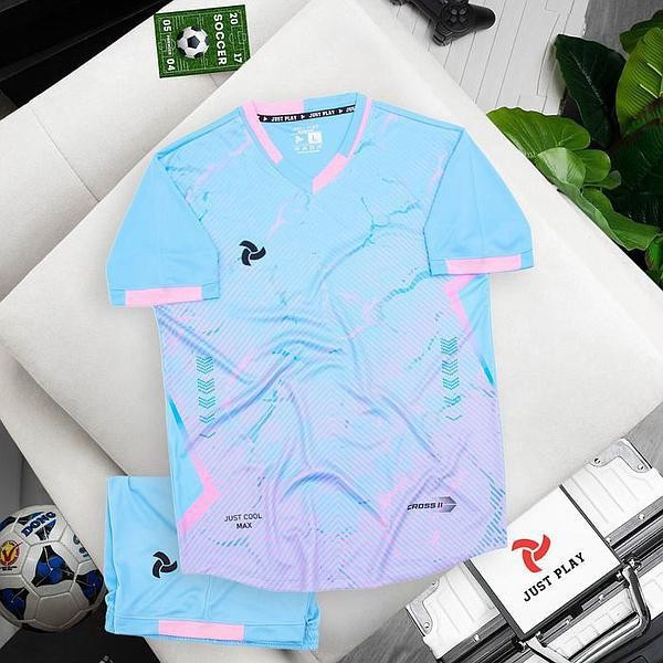 Bộ quần áo bóng đá xoáy xanh in tên số theo yêu cầu-Áo bóng đá,đồ đá banh chất liệu thun, mè