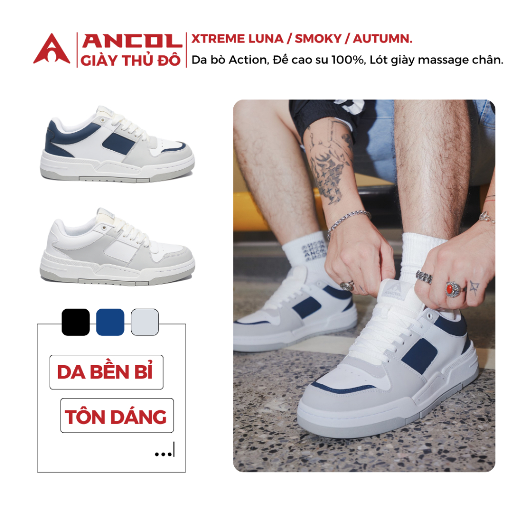 Giày Sneaker Thể Thao Unisex Ancol Xtreme Luna / Smoky / Magi, Da Ultra M Bền Bỉ, Thoáng Khí, Đế Cao Su | BigBuy360 - bigbuy360.vn