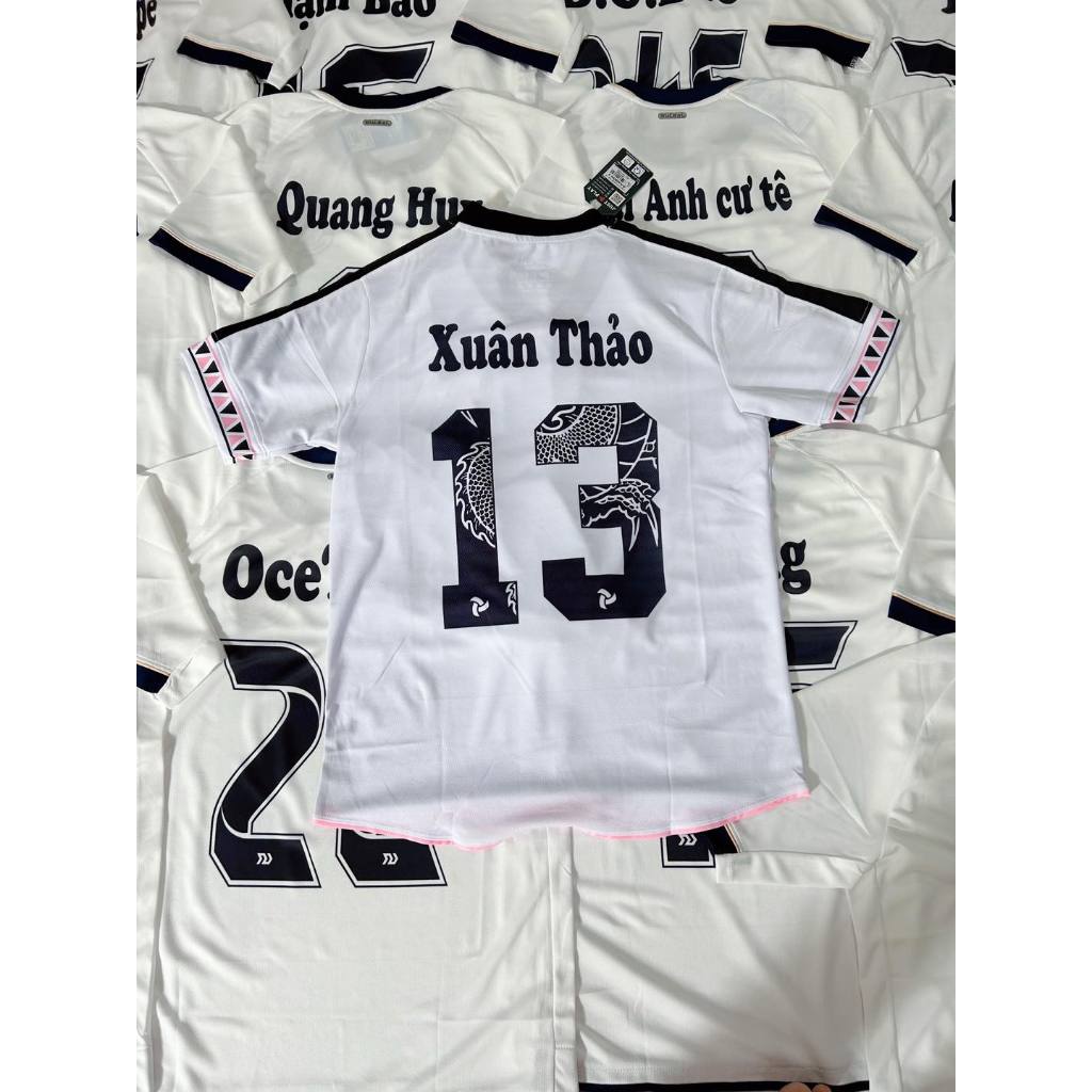 Bộ quần áo bóng đá xoáy viền đen in tên số theo yêu cầu-Áo bóng đá,đồ đá banh chất liệu thun, mè