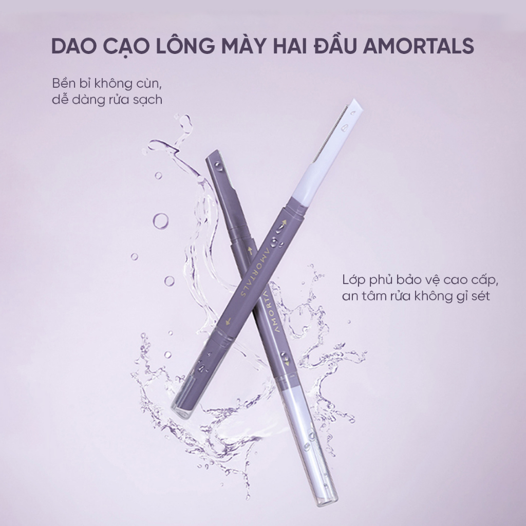 Dao cạo lông mày hai đầu Amortals dao tỉa lông mày tiện lợi không gỉ an toàn cho da Mỹ Phẩm