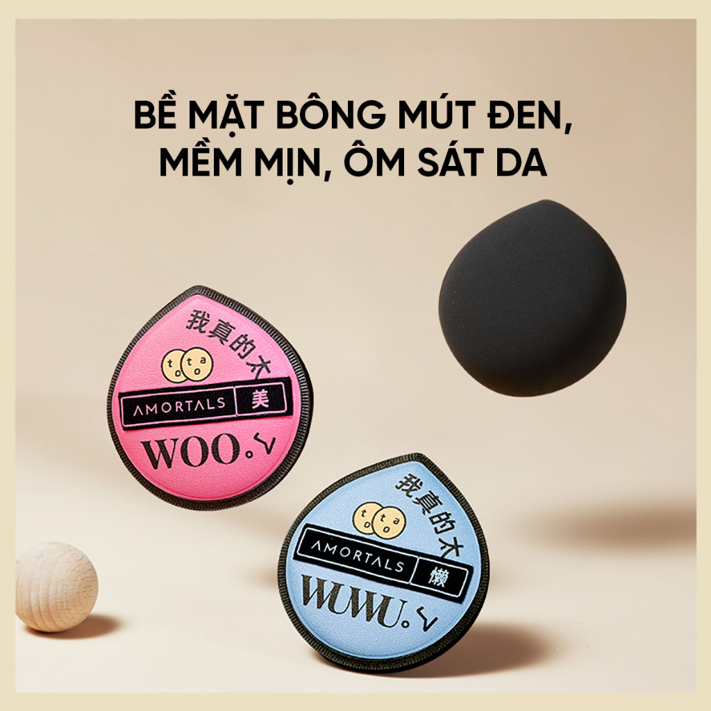 Bông Mút Trang Điểm Đen Cao Cấp Amortals, Hạn Chế Hút Nền, Mút To Và Dày, Độ Đàn Hồi Cao Giúp Lớp Nền Mịn Mướt