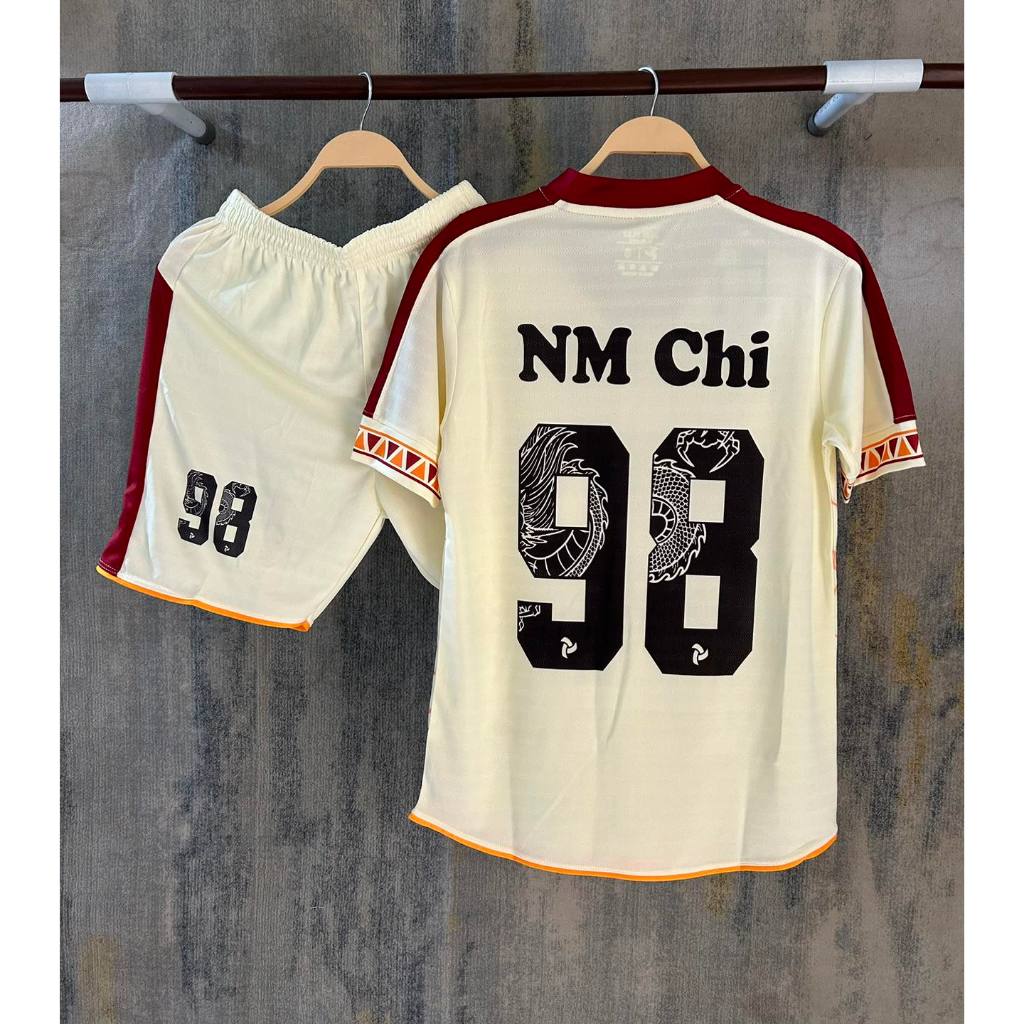 Bộ quần áo bóng đá xoáy kem in tên số theo yêu cầu-Áo bóng đá,đồ đá banh chất liệu thun, mè