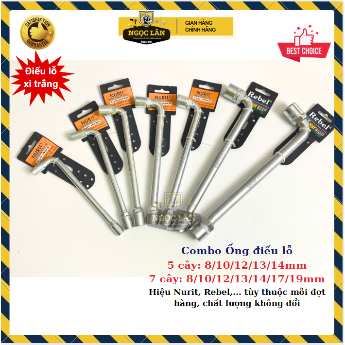 [Bộ 5 cây] Bộ ống điếu sửa xe, khóa ống điếu, điếu lỗ xi bóng, tuýp điếu lỗ quốc dân 8,10,12,13,14mm