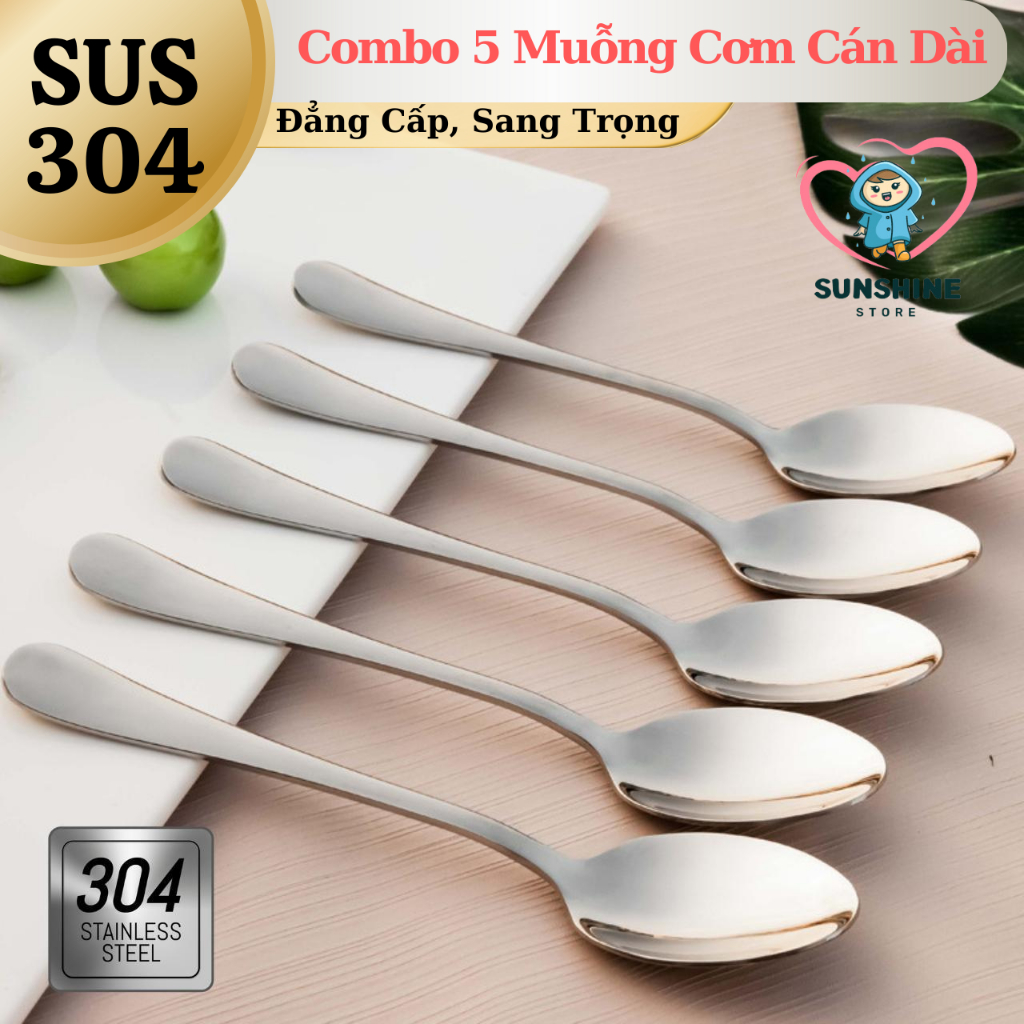 [Inox 304] Combo 5 Muỗng Ăn Cơm Inox 304 - Thìa Inox 304 Chất Lượng ...