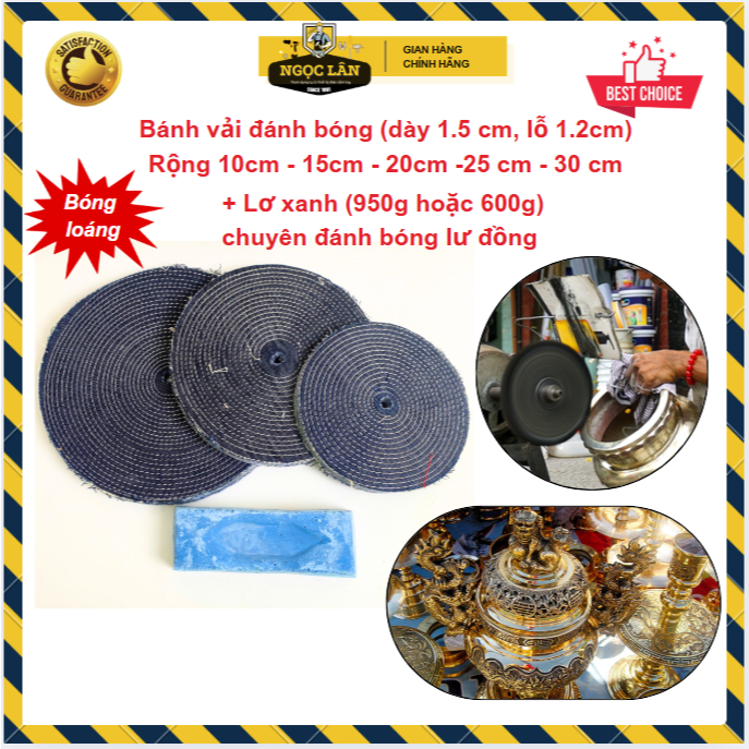 [Freeship] Bánh vải jean, phớt nỉ vải bò đánh bóng đồ lư đồng, đánh bóng inox đủ cỡ