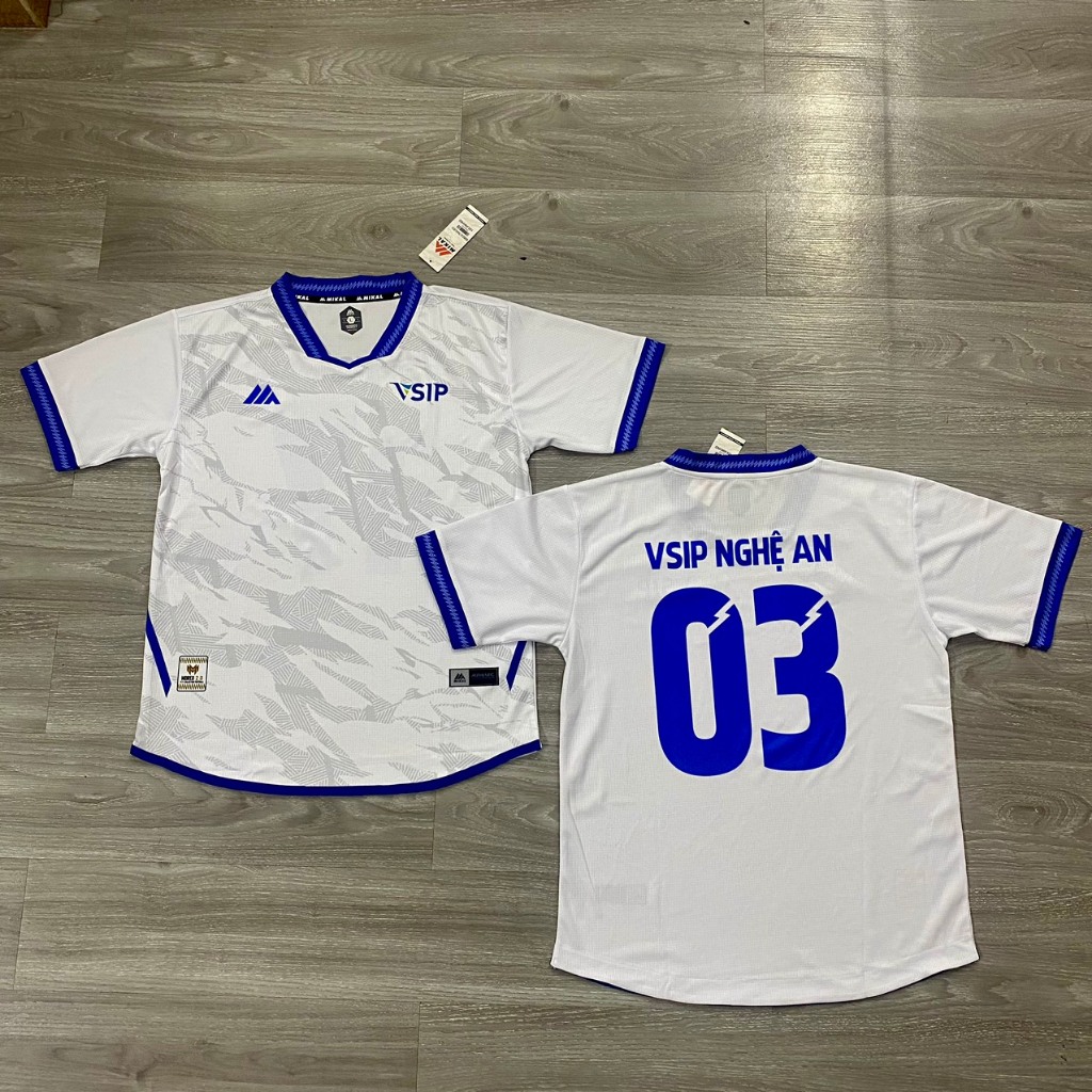 Bộ quần áo bóng đá mika cổ xanh in tên số theo yêu cầu-Áo bóng đá,đồ đá banh chất liệu thun, mè