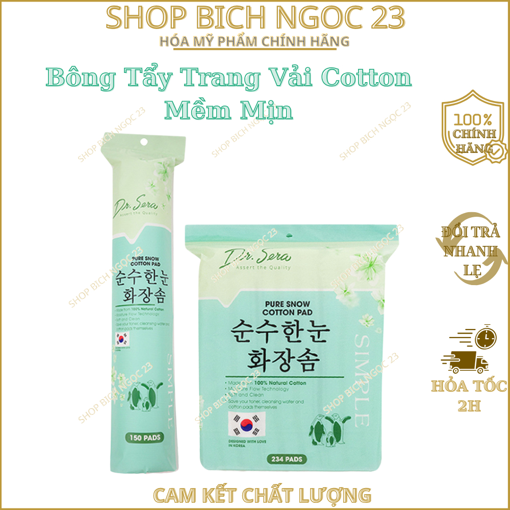 Bông Tẩy Trang Vải Cotton Mềm Mịn Dr.Sera Pure Snow Cotton Pad 150 Miếng/234 Miếng