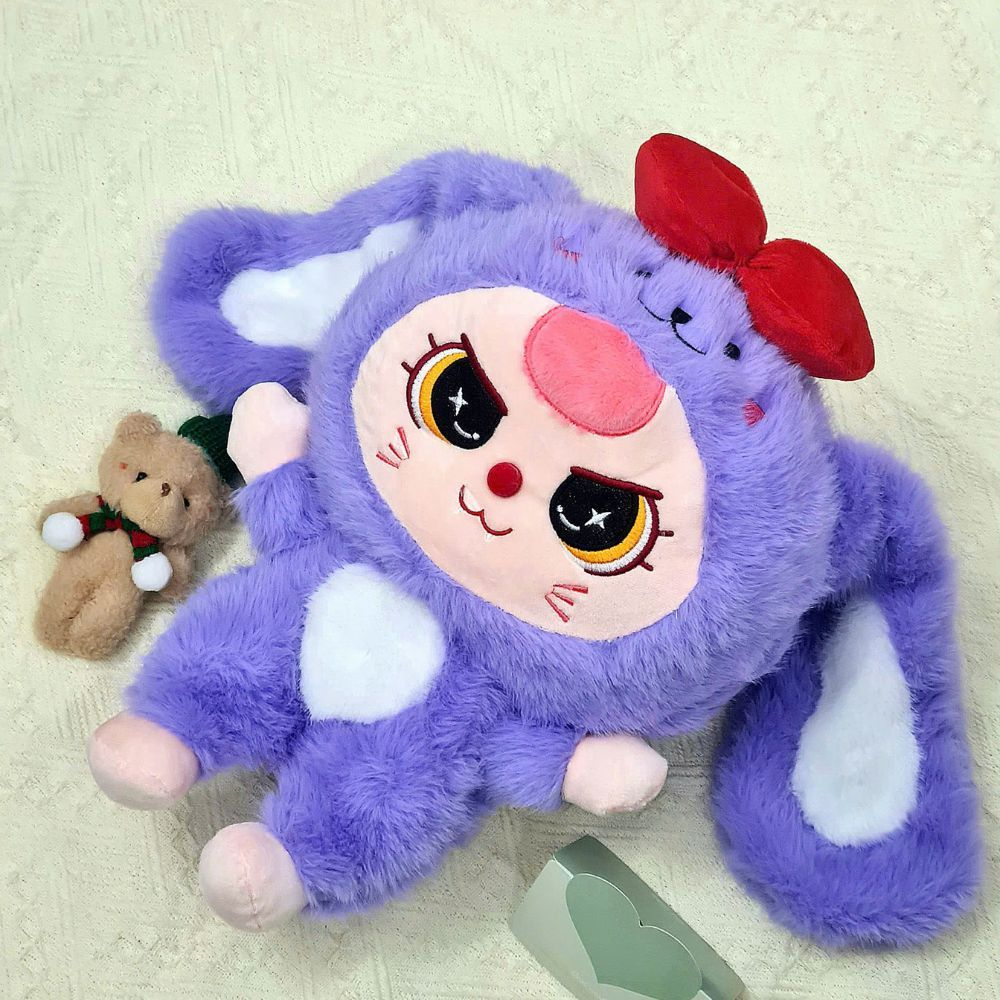 [CAO CẤP ] Gấu bông thỏ tai dài đeo nơ thỏ nhồi bông tai cụp bé ba mắt dora