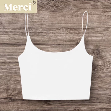 M74. Áo hai dây croptop 2 lớp dày dặn, Áo hai dây sợi bún không mút -[Merci]-Áo hai dây cotton quyến rũ 2 lớp dày dặn