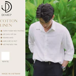 DODEP Áo sơmi nam viscose linen tay dài Trắng kem — ảnh 1