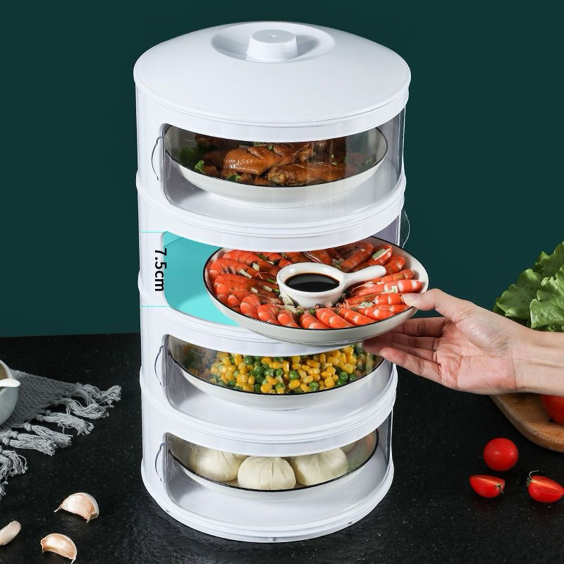 Lồng bàn 5 tầng mở ra mở vào tiện lợi