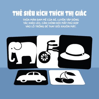 Sách - Thẻ Siêu Kích Thích Thị Giác Cho Trẻ Sơ Sinh -  Thẻ Đường Nét Đen Trắng