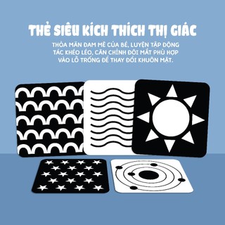 Sách - Thẻ Siêu Kích Thích Thị Giác Cho Trẻ Sơ Sinh -  Thẻ Hình Dạng Đen Trắng