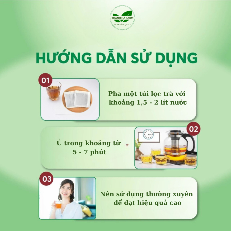 Trà Lá Ổi Giảm Cân Hiệu Quả Combo 60 Túi Lọc Mix Thảo Mộc - Gói Lớn Pha 2L Nước - Thanh Hà Farm