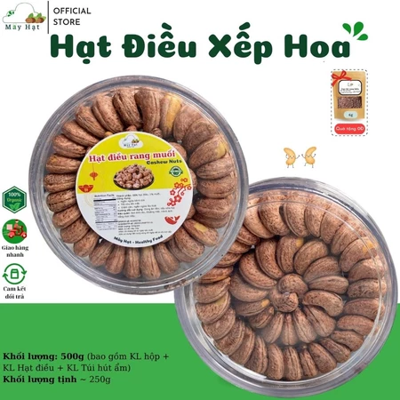 Hạt điều Xếp hoa Mây Hạt đạt Tiêu chuẩn ATVSTP Rang muối 500g