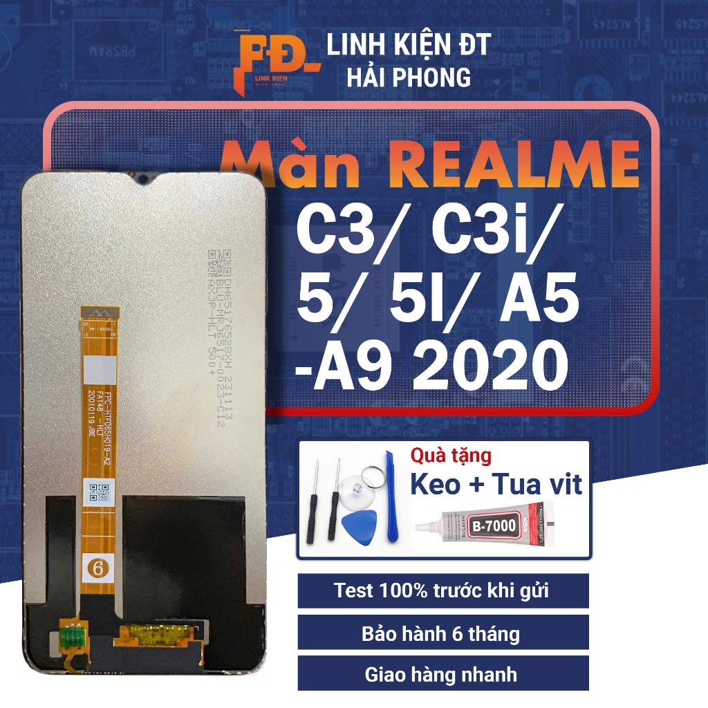 Màn Hình Điện Thoại Oppo Realme C3 / C3i / A5-2020 / A9-2020 Chất Lượng Cao, Tặng Kèm Keo + Bộ Sửa Chữa