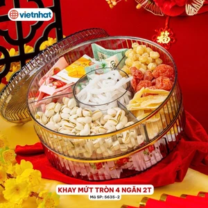 Khay đựng bánh kẹo mứt Tết 4 ngăn trang trí bàn trà mời khách Chính Hãng VIỆT NHẬT (mã 5635)