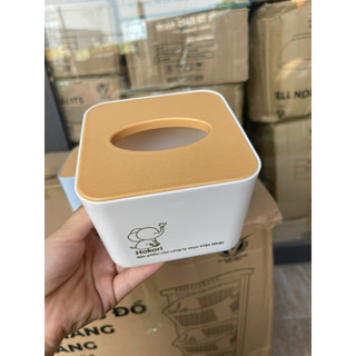 Hộp Đựng Giấy Để Bàn Nắp Nhựa Giả Gỗ, Hộp Giấy Ăn Hình Vuông Đa Năng Để Bàn Tiện Dụng 2738/2739