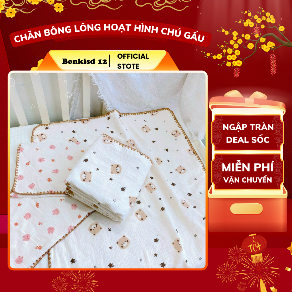 Chăn muslin hạt đậu BCHOU Mềm Mại, Thoáng Khí Dành Cho Bé Sơ Sinh 4 Lớp ...