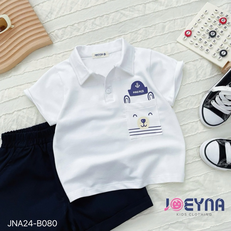 Set bộ polo cộc tay Joeyna B080 phối túi gấu cho bé 8-23kg