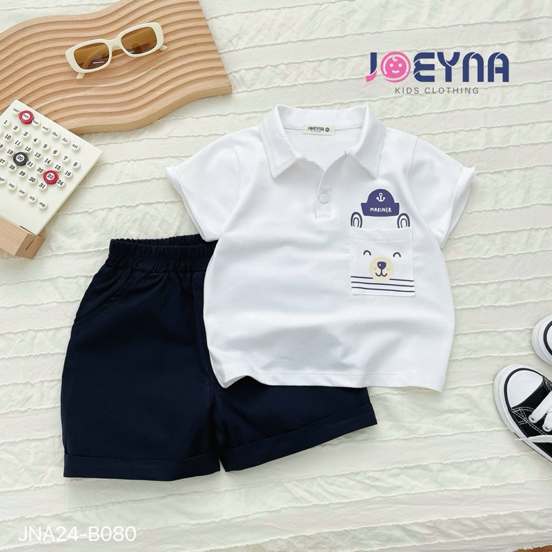 Set bộ polo cộc tay Joeyna B080 phối túi gấu cho bé 8-23kg