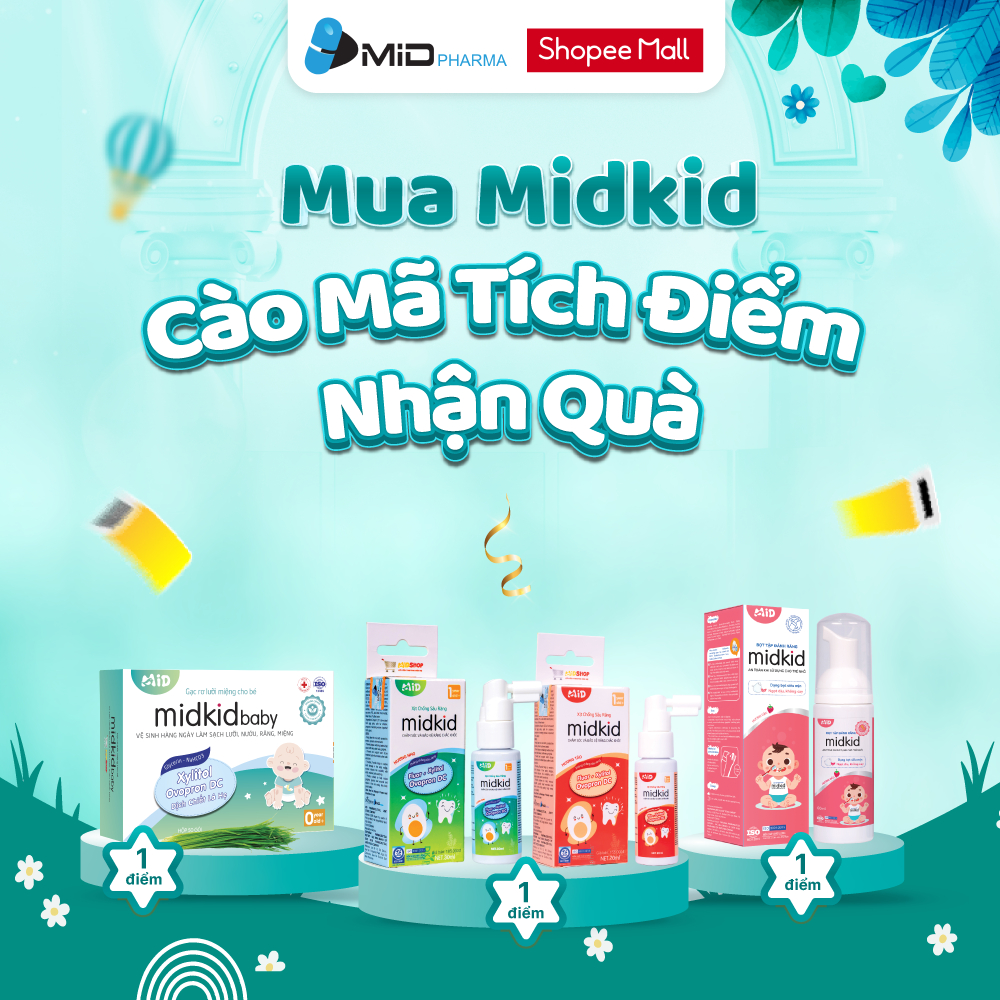 Ảnh Xịt chống sâu răng Midkid vị nho 30ml chính hãng cho bé từ 1 tuổi nuốt an toàn - Tặng Bàn chải U + Sticker 2