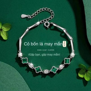 S925 Bạc Cỏ Ba Lá Mã Não Bốn Vòng Tay Cỏ Cho Nữ Vòng Tay Bạc Sang Trọng Nhẹ Tay Quà Tặng Sinh Nhật Cho Nữ S80