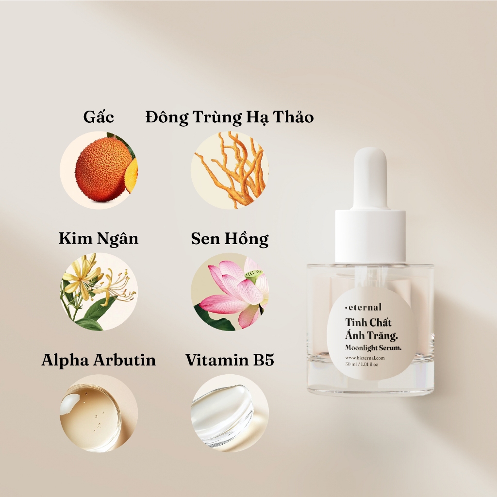 Tinh Chất Ánh Trăng Eternal 30ml – Serum Dưỡng Trắng Da Alpha Arbutin, Giảm Thâm Nám, Căng Bóng